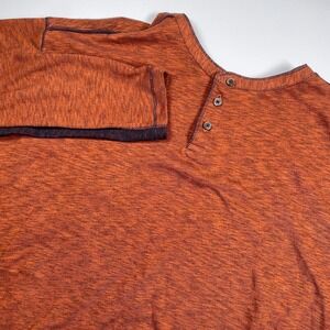ROWM Mens 2XB Orange & Navy Long Sleeve‎ Henley Shirt Top Casual